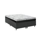 Cama Box Casal Bipartido 138 Sintético Preto com Colchão Espuma D33 One Face 57X138X188