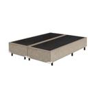 Cama Box Casal Bipartido Suede Bege - 30x138x188