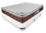 Cama Box Casal Branco + Colchão Mola Ensacada Caribe Luckspuma 64x138x188