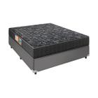 Cama Box Casal Cinza e Colchão Espuma Super Firme D60