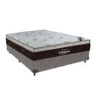 Cama Box Casal Cinza e Colchão Sleep King Molas Ensacadas Ortobom