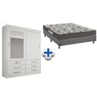 Cama Box Casal + Colchão D33 Ortobom + Guarda Roupa Sonare Branco