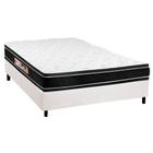 Cama Box Casal: Colchão Espuma Castor D33 Black e White + Base CRC Courano White(138x188)