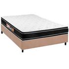 Cama Box Casal: Colchão Espuma Castor D33 Black e White + Base CRC Suede Clean(138x188)