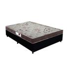 Cama Box Casal Colchão Espuma D33 Bordado + Box Sintético Preto Serra Negra 56x138x188