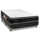 Cama Box Casal: Colchão Espuma D33 Castor Black e White + Base CRC Suede Black(138x188)