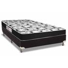 Cama Box Casal: Colchão Espuma D33 Luckspuma  Supreme Black Pró Saúde Duplo + Base CRC Suede Black(138x188)