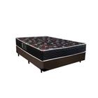 Cama Box Casal Colchão Espuma D33 Oriental Preto Ducci + Box Sintético Marrom (54x138x188)