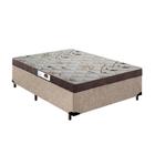 Cama Box Casal Colchão Espuma D45 Bordado + Box Suede Bege Serra Negra 64x138x188