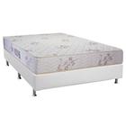 Cama Box Casal: Colchão Espuma D45 Luckspuma Gran Luck Floral + Base CRC Courano White(138x188)