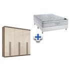 Cama Box Casal + Colchão Freedom Ortobom + Guarda Roupa Imaginare 6.4 Castanha/Off White