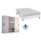 Cama Box Casal + Colchão Frontier Herval + Guarda Roupa Veneza Luxo Branco