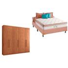 Cama Box Casal + Colchão King Best + Guarda Roupa Imaginare 6.4 Atacama-Jatobá