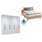 Cama Box Casal + Colchão King Best + Guarda Roupa Master Vip 8.4 Branco