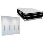 Cama Box Casal + Colchão Physical Ortobom + Guarda Roupa Master Vip 8.4 Branco