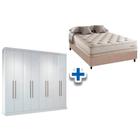 Cama Box Casal + Colchão Scotland Herval + Guarda Roupa Master Vip 8.4 Branco - Santos Andirá