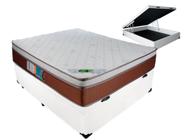 Cama Box Casal Com Baú Branco + Colchão Luckspuma Molas Ensacadas Caribe 138x188