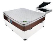 Cama Box Casal Com Baú Branco + Colchão Luckspuma Molas Ensacadas Caribe 138x188