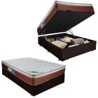 Cama Box Casal com Baú + Colchão Molas Ensacadas MasterPocket One Side Caribe 66x138x188