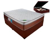 Cama Box Casal Com Baú Marrom + Colchão Luckspuma Molas Ensacadas Caribe 138x188