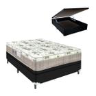 Cama Box Casal com Baú Preto e Colchão Nápoles Espuma D33