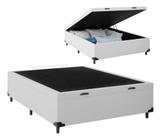 Cama Box Casal Com Baú, Sintético Branco Blindado RC