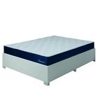 Cama Box Casal Desmontável Com Colchão Molas Ensacadas Lamore 138x188x32cm Azul Veludo/Malha Branco Hellen - Suporta até 110kg por Pessoa