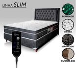 Cama Box Casal Magnético D33 Com Massageador e Controle + Cabeceira Completo