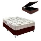 Cama Box Casal Marrom com Baú Colchão Nápoles Espuma D33