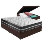 Cama Box Casal Preto com Base Baú Marrom Classic Anjos