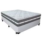 Cama Box Casal Sintético + Colchão Anjos Black Graphite Molas Ensacadas 138x188x64cm Branco