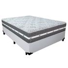 Cama Box Casal Sintético + Colchão Anjos Black Graphite Molas Ensacadas 138x188x64cm Branco - Anjos Colchões