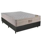 Cama Box Casal Sintético + Colchão Ortobom Airtech Molas Ensacadas 65x138x188 Cinza