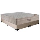 Cama Box Casal Suede Bipartido + Colchão Ortobom Airtech Molas Ensacadas 65x138x188 Bege