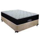 Cama Box Casal Suede + Colchão Airtech Molas Ensacadas Antares Ortobom 138x188x67 Bege