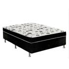 Cama Box Casal Suede Preto + Colchão Casal Suede Preto Espuma 138x188x55