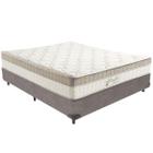 Cama Box Cinza e Colchão King Best Molas Ensacadas Casal 138x188X33 Anjos