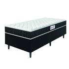 Cama Box Colchão Solteiro Espuma D33 Toronto 88x188x52cm Preto / Branco Hellen - Suporta até 120kg por Pessoa