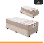 Cama Box + Colchão Solteiro king Molas Bonnel Absolut Gazin Bege 96x203x59cm até 110kg + 1 Trav