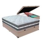 Cama Box com Baú Bege e Colchão Casal Black Grafit Anjos