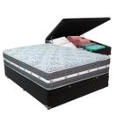 Cama Box com Baú Bege e Colchão Casal Black Grafit Anjos