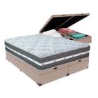 Cama Box com Baú Bege e Colchão King Black Grafit Anjos