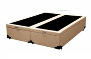 Cama Box Com Baú Bipartido Queen size Sintético Bege