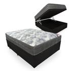 Cama Box Com Baú Casal Blindado + Colchão De Molas Ensacadas - Ortobom - iso SuperPocket 138cm - Preto