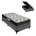 Cama Box com Baú Solteiro e Colchão Veneza D33 24cm Cinza