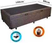 Cama Box Com Baú Solteiro Suede Marrom