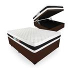 Cama Box Com Baú Viúva + Colchão De Espuma D45 - Castor - Black White Double Face 128cm