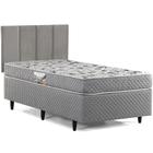 Cama Box com Cabeceira Solteiro Herval Ortopedic Black, Espuma Alto Suporte, 56x88x188 cm