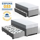 Cama Box com Colchão de Espuma D33 Enrolado ConfortLuck + Auxiliar de Espuma Unique Solteiro 88cm