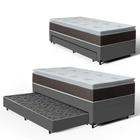 Cama Box com Colchão Espuma D33 Com Pillow Top Nivus + Auxiliar de Molas Unique Solteiro 88cm